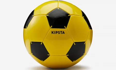 Kipsta First Kick – Жълта футболна топка, размер 5, за деца над 12 години